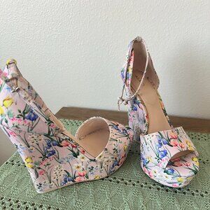 Aldo Fleurinia floral-print wedge sandals Size 9 Brand New without box